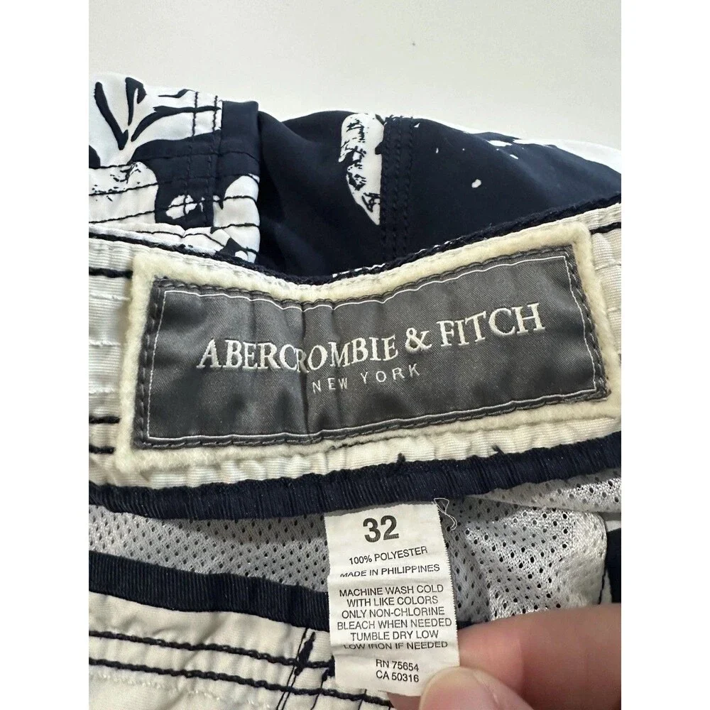 Abercrombie & Fitch Board Shorts Mens 32 Blue Floral Cargo Swim Trunks Tuggers